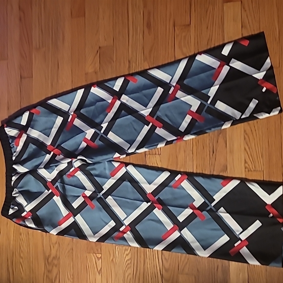 Zara Geometric Satin Wide Leg Pants, Med - Picture 4 of 9